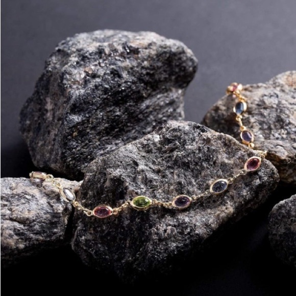 Anklet for Women 18K Gold Plated Women’s Ankle Bracelet Multi Color Crystals - Picture 4 of 4